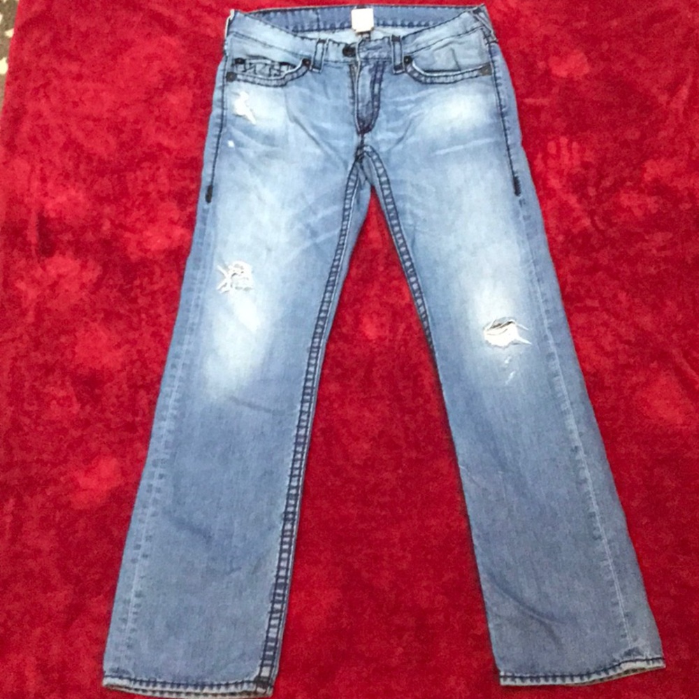 True religion world tour ripped jeans   size: 33